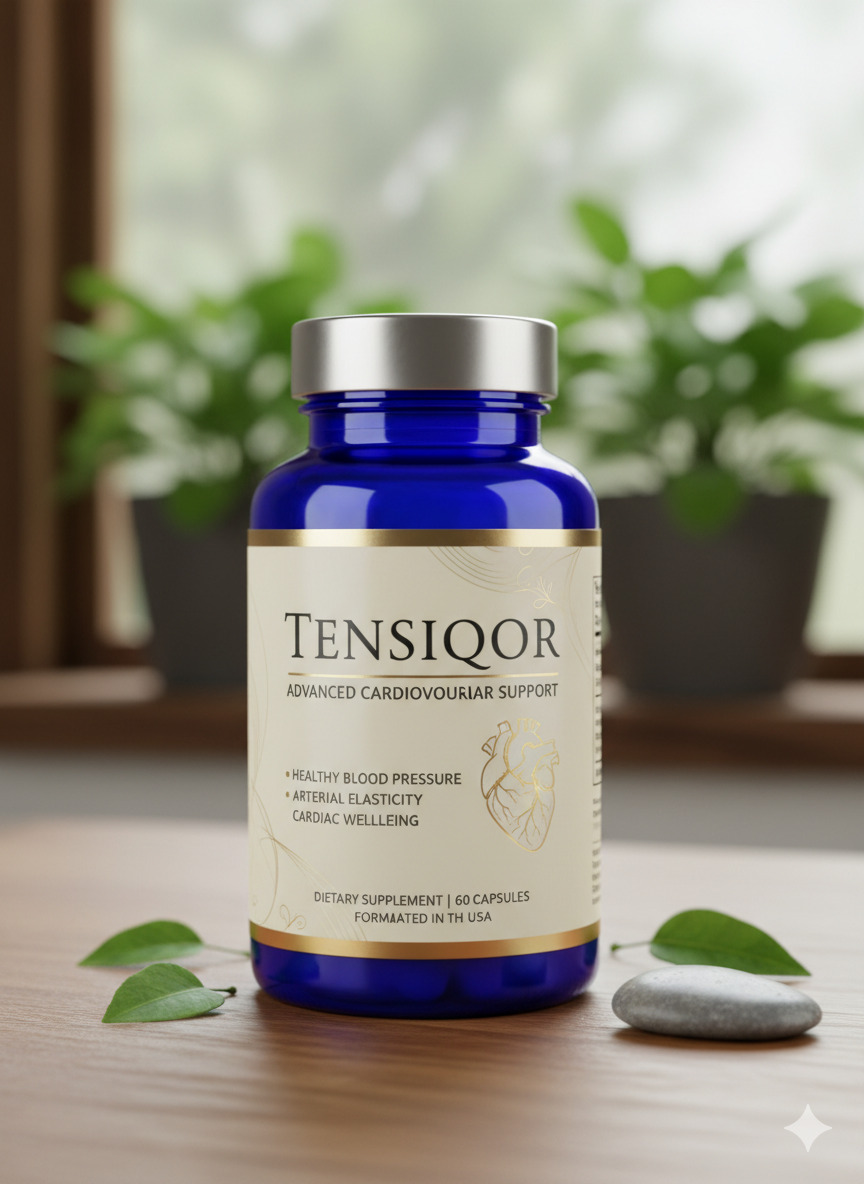 Tensiqor dietary supplement capsule bottle for circulatory wellness